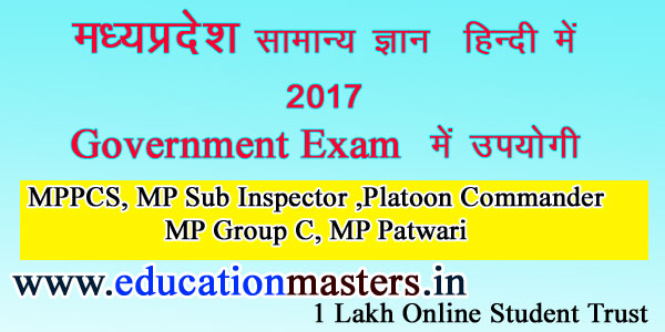 Madhya Pradesh (MP) Gk in hindi for 2017 Exam
