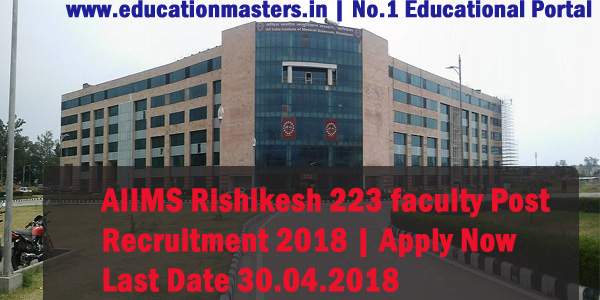 AIIMS Rishikesh Recruitment 2018 | Apply for 223 Faculty (Group A) Post Vacancy