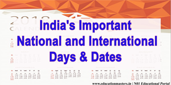 Most Important नेशनल & इंटरनेशनल दिवस