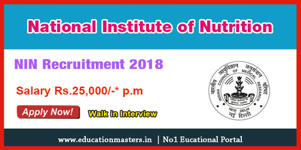Latest Recruitment NIN (National Institute of Nutrition )-52 Job Vacancies