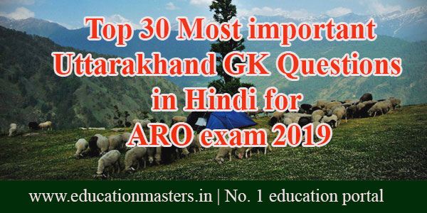Top 30 important Uttarakhand GK Questions in Hindi