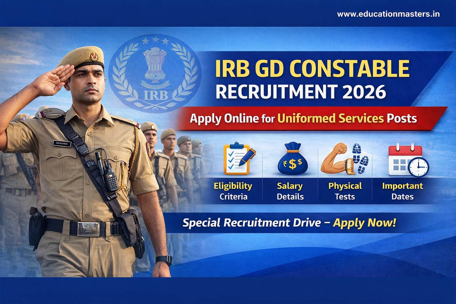 IRB GD Constable Recruitment 2026 – Apply Online for Uniformed Services ...